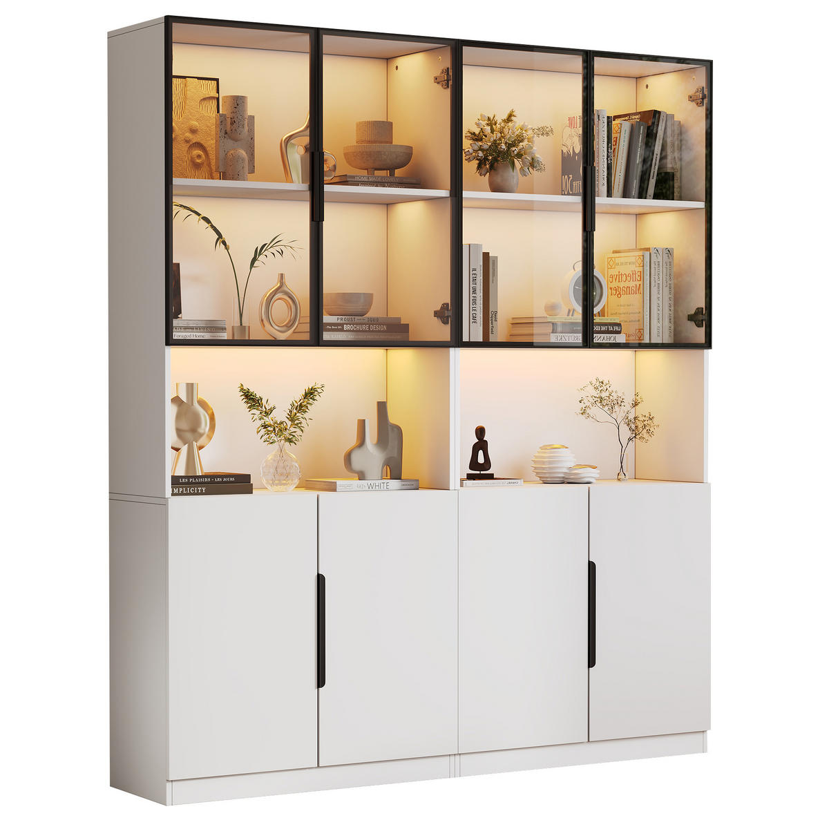 VITRINE Weiß 160/30/200 cm - Weiß, Holzwerkstoff (160/200/30cm) - PANGIVO