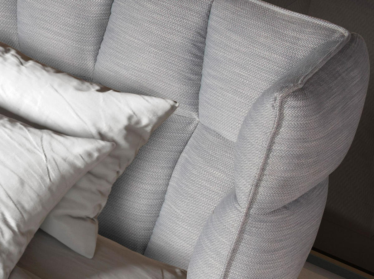 BETT Leicht bläulich-graues Stoffbett 239/234/109 cm - Blau/Edelstahlfarben, Holz/Textil (180/200cm) - ANGEL CERDA