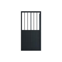 DUSCHTRENNWAND mit Schiebetür - Industrial Style - 100 x 80 x 195 cm - Schwarz matt - URBANIK - Schwarz, Metall (100/195cm) - Vente-Unique