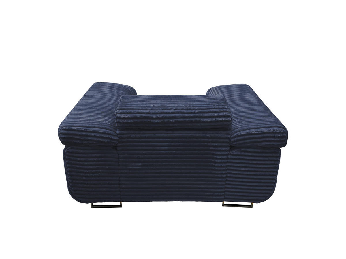 GUSTAW Sitzgarnitur 3+2+1, Schlafsofa 3-Sitzer, Cordbezug Blau - Blau, Textil (225/92/101cm) - KS Home Concept
