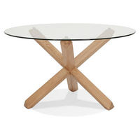 ESSTISCH Rund Massivholz Eiche Skandi-Stil FINAX, Transparent-Beige 130x130x75 cm - Transparent/Beige, Eichenholz/Holz (130/130/75cm) - KADIMA DESIGN