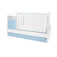 BABYBETT Trend Plus weiß blau 110 x 62 cm, 70 x 160 cm, Schaukelfunktion, Kommode, Schubladen - Blau, Holzwerkstoff (62/110cm) - Lorelli