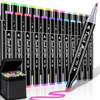 MARKER Set 24 Farben Doppelseitige Pinselspitze - Multicolor, Kunststoff (10/8/15cm)