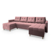 ROHOVÁ SEDAČKA MILO starorůžová - starorůžová/hnědá, dřevo/textil (285/140cm) - MASSENO