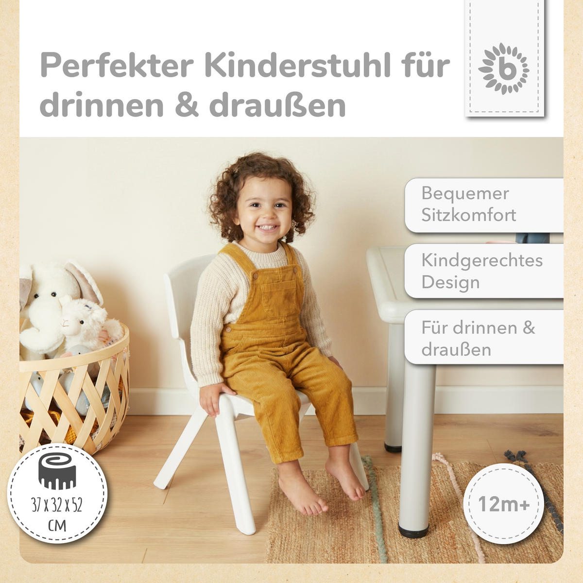 KINDERSTUHL bis 80 kg belastbar - Weiß, Kunststoff (34/51.5/36cm) - Bieco Spielwaren