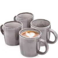 KAFFEEBECHER SET KAIRO MONDGRAU - 4 teilig aus Steingut - Dunkelgrau, Keramik (0.4L) - Sänger