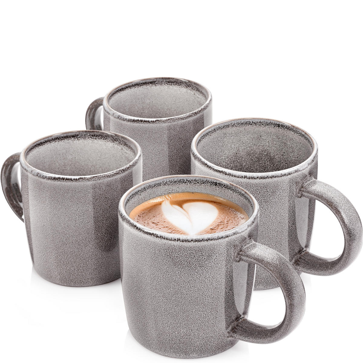KAFFEEBECHER SET KAIRO MONDGRAU - 4 teilig aus Steingut - Dunkelgrau, Keramik (0.4L) - Sänger