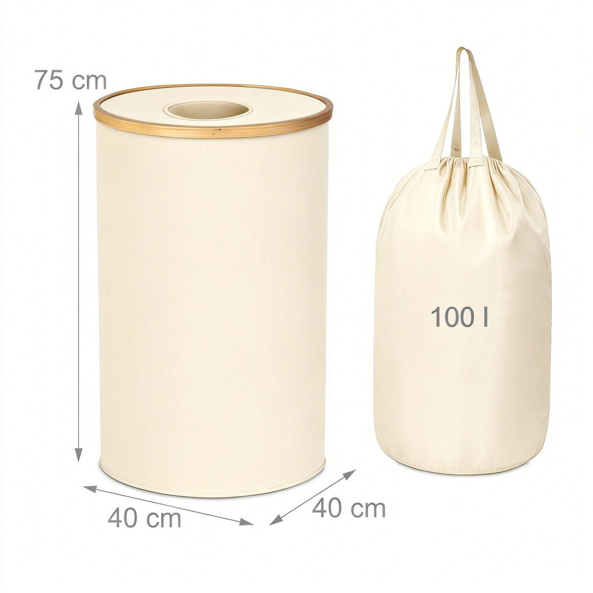 KONTAJNER na zber vratných fliaš - béžová, drevo/textil (40/75/40cm) - Relaxdays