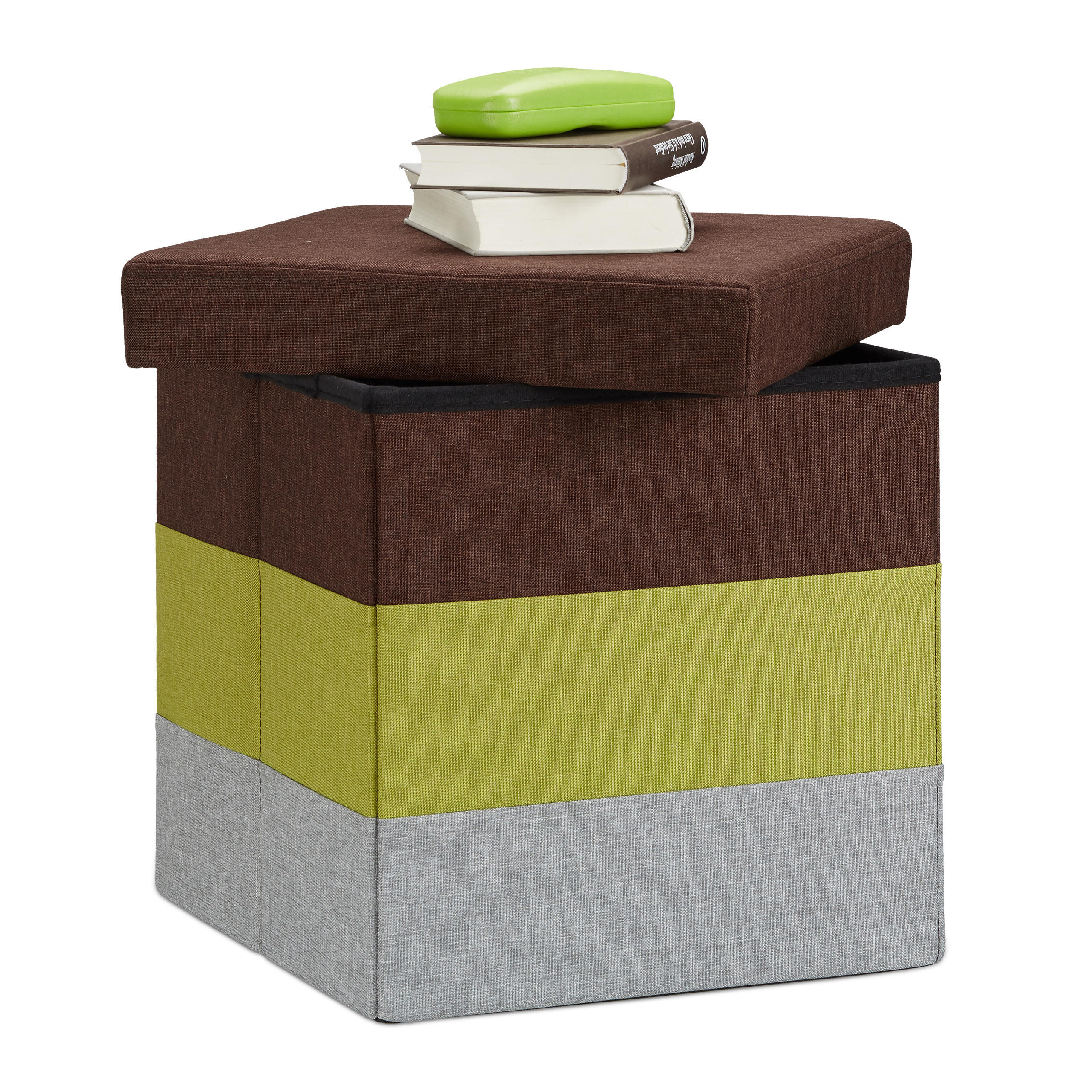 HOCKER - Multicolor, Holzwerkstoff/Textil (38/38/38cm) - Relaxdays