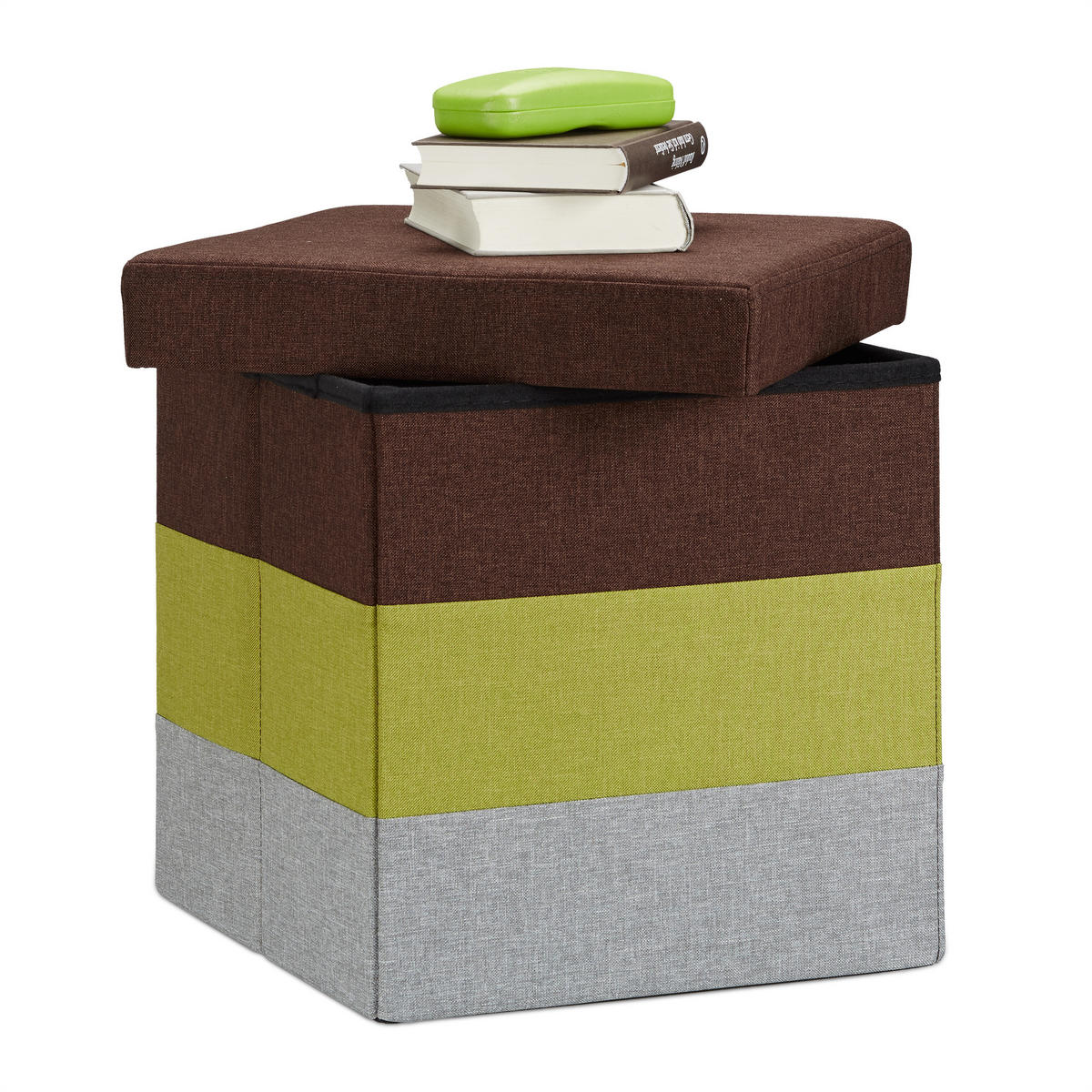 HOCKER - Multicolor, Holzwerkstoff/Textil (38/38/38cm) - Relaxdays