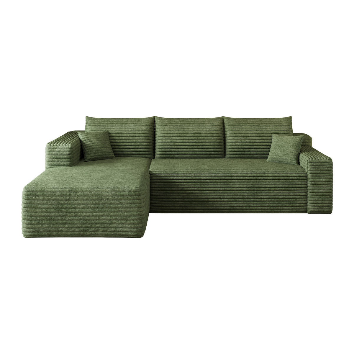 ECKSOFA Cord Grün ohne Montage - Grün, Textil (241/151cm) - WISHDOR