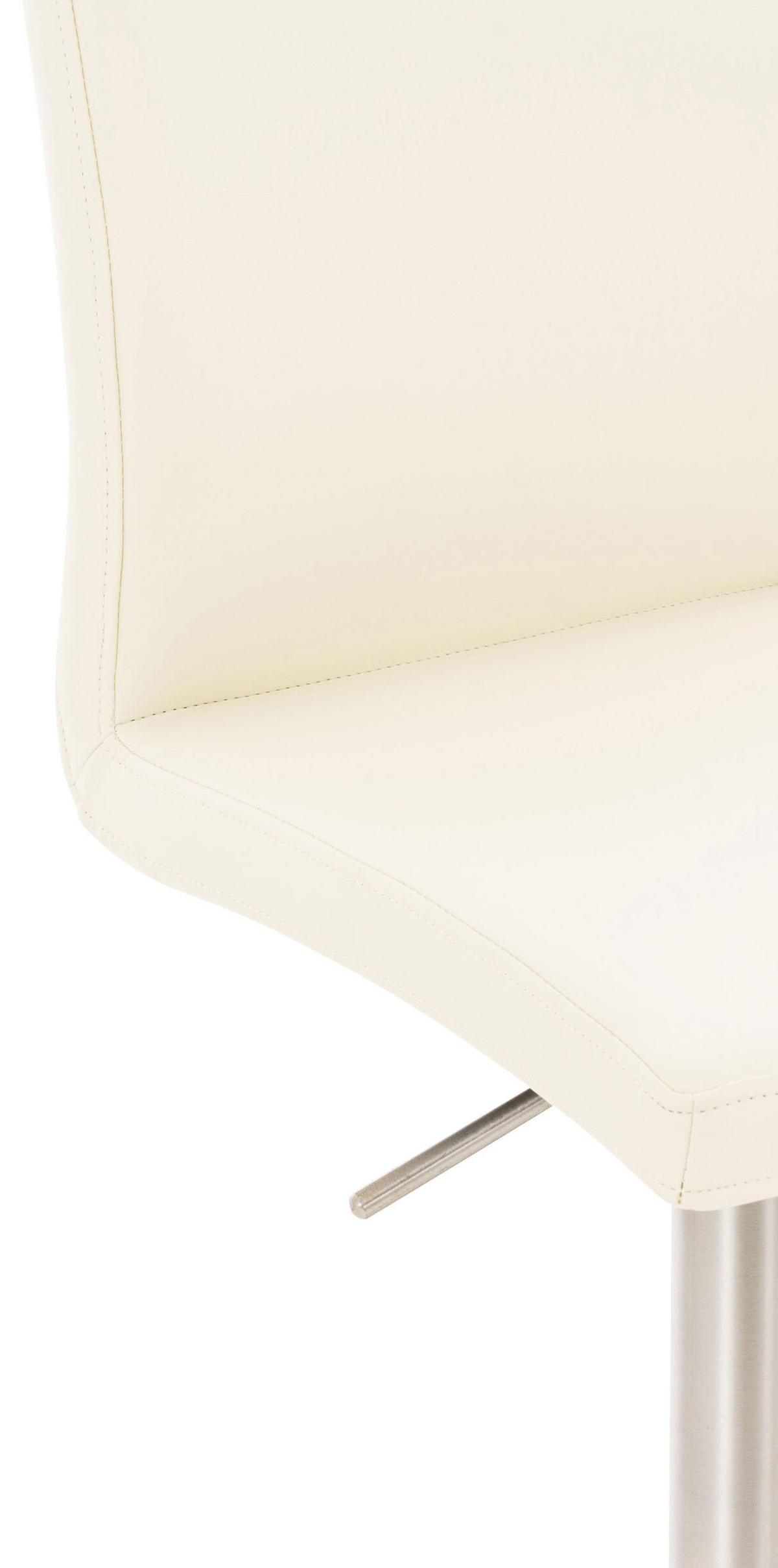 BARHOCKER Lederlook Creme - Edelstahlfarben/Creme, Textil/Metall (40/93/49cm) - CLP