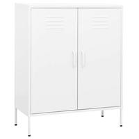 SIDEBOARD mit 2 Türen und verstellbaren Einlegeböden, 80/35/101,5 cm, aus Stahl, in Weiß - Weiß, Metall (80/101.5/35cm) - vidaXL