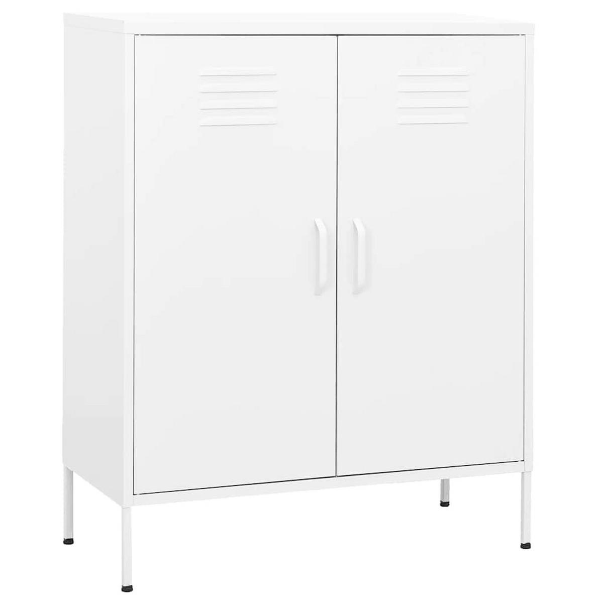 SIDEBOARD mit 2 Türen und verstellbaren Einlegeböden, 80/35/101,5 cm, aus Stahl, in Weiß - Weiß, Metall (80/101.5/35cm) - vidaXL