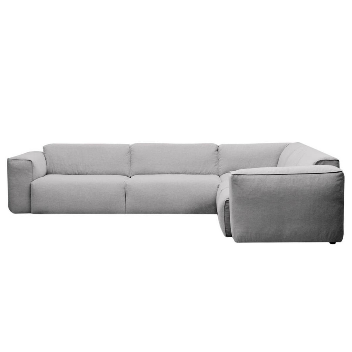 ECKSOFA mit Rundecke - Hellgrau/Schwarz, Kunststoff/Textil (325/260cm) - home24