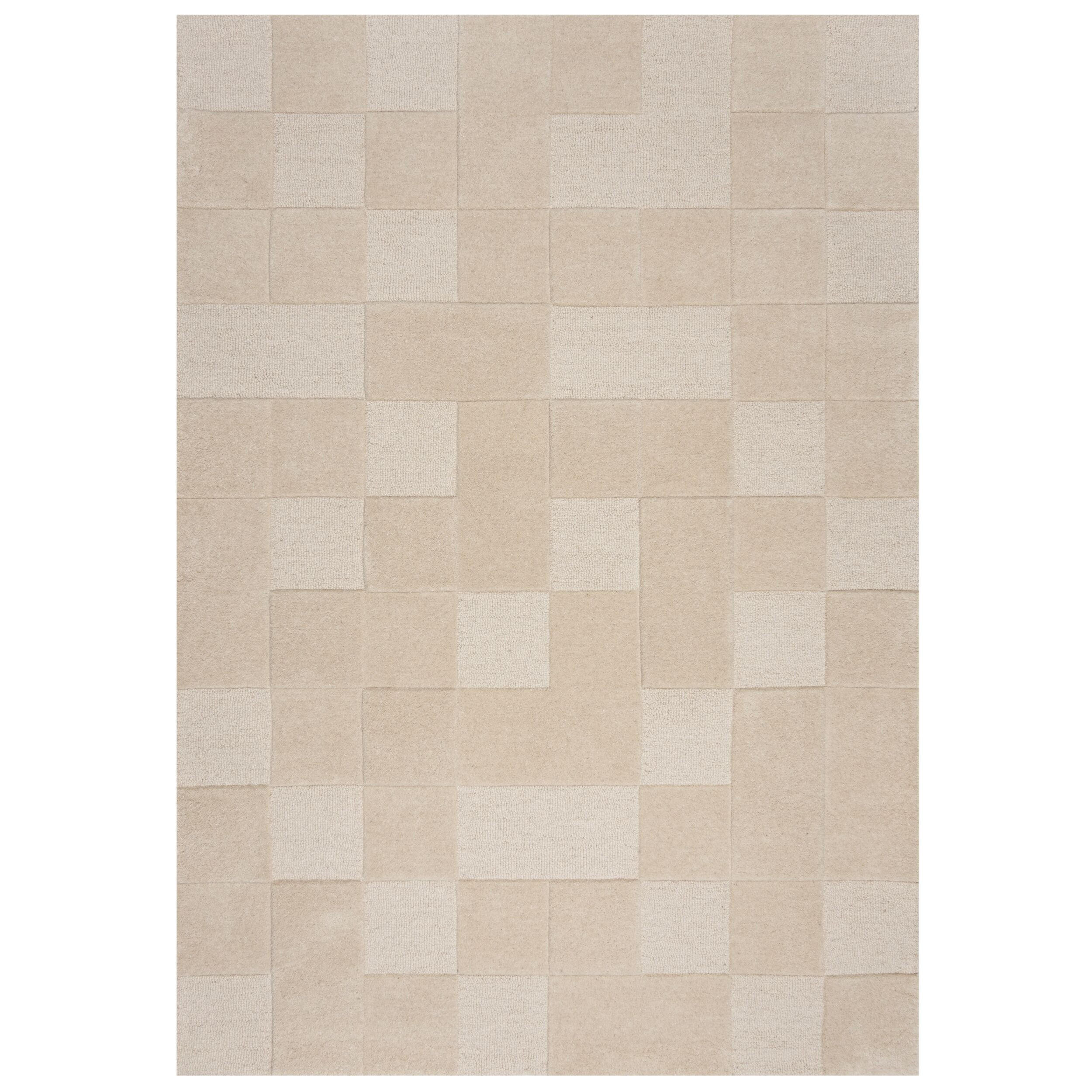WOLLTEPPICH Schachbrett-Design, elegant, naturfarben DEBEN SETH, Beige-Braun 200x290 cm - Beige, Textil (200/290cm) - KADIMA DESIGN