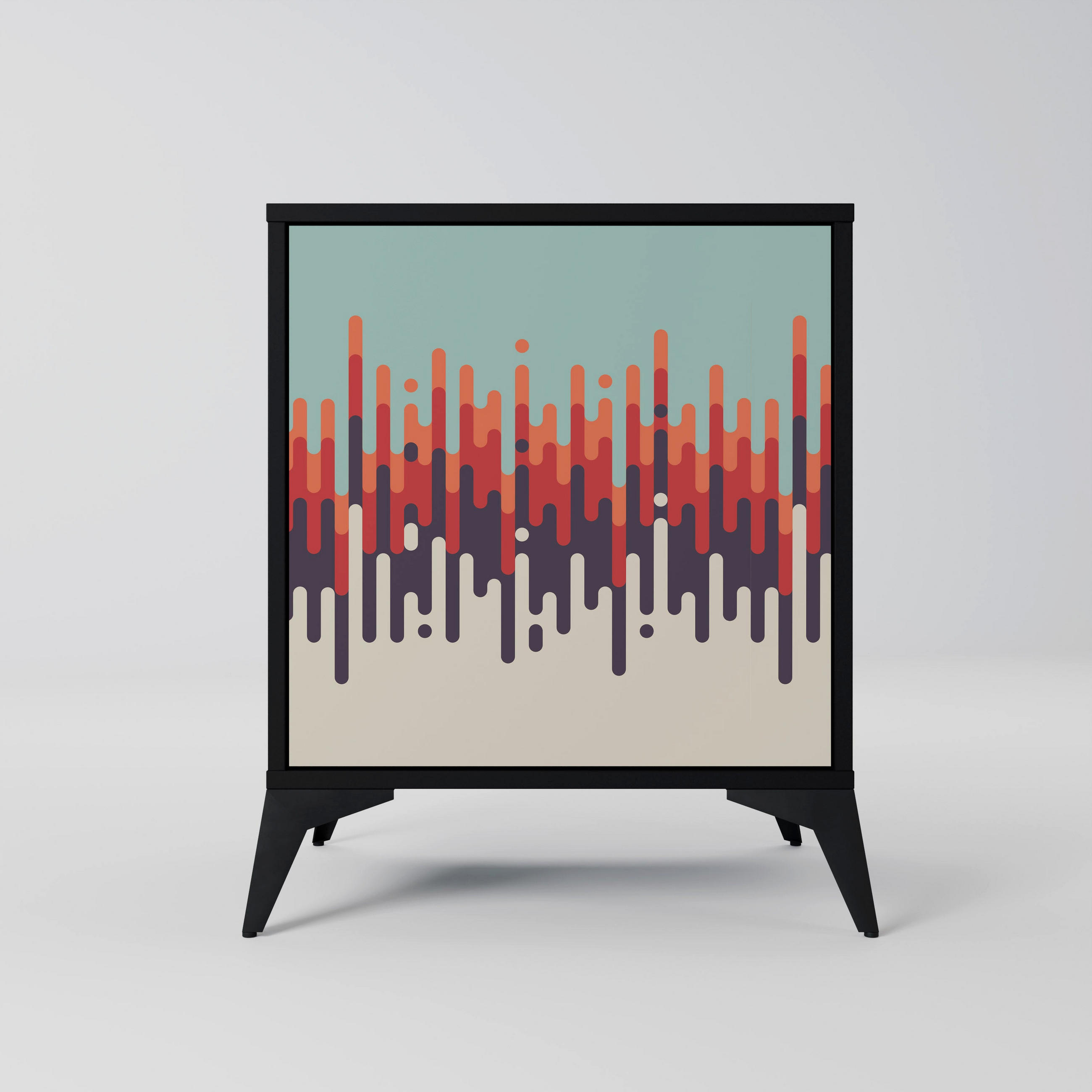 SIDEBOARD CHROMA CONTOURS, Schwarz, 57,5x42x70,5 cm, Schwarze Metall-Sternfüße - Multicolor/Schwarz, Holzwerkstoff/Metall (57.5/70.5/42cm) - SpaceRebels