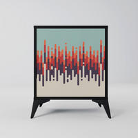 SIDEBOARD CHROMA CONTOURS, Schwarz, 57,5x42x70,5 cm, Schwarze Metall-Sternfüße - Multicolor/Schwarz, Holzwerkstoff/Metall (57.5/70.5/42cm) - SpaceRebels