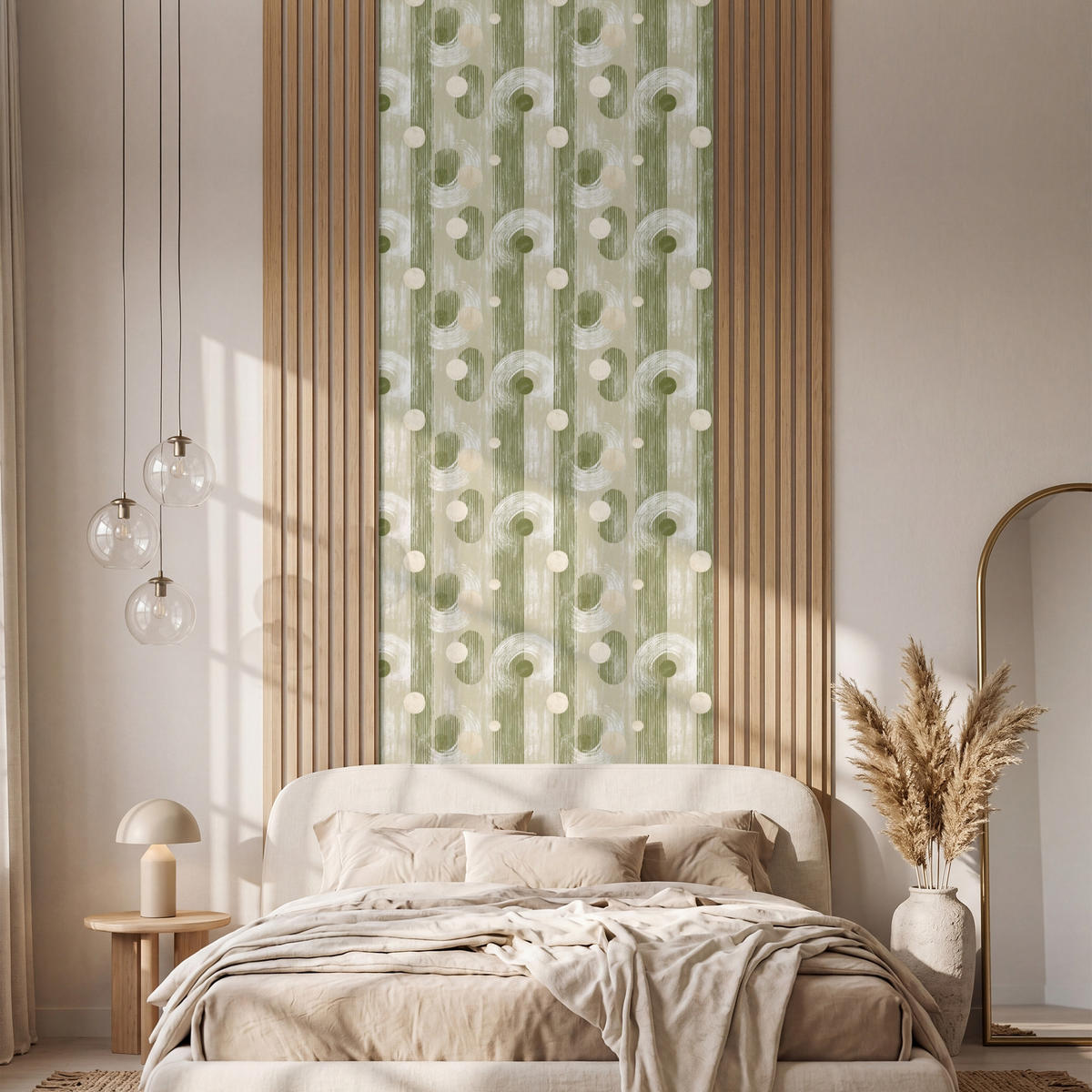 TAPETE - Künstlerisch - Modern - Grün - 100x280 cm - Olivgrün, Papier (100/280cm) - OnlyWow