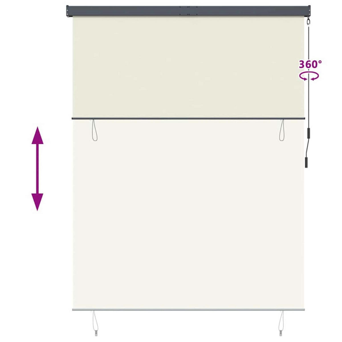 ROLLO Gestreift Verstellbar 200/250 cm aus Stoff Crème - Creme, Textil (200/250cm) - vidaXL