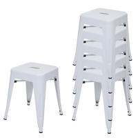 HOCKER 6er-Set Sitzhöhe 46cm Metall, Industriedesign, stapelbar Weiß - Weiß, Metall (39/46/39cm) - PROREGAL