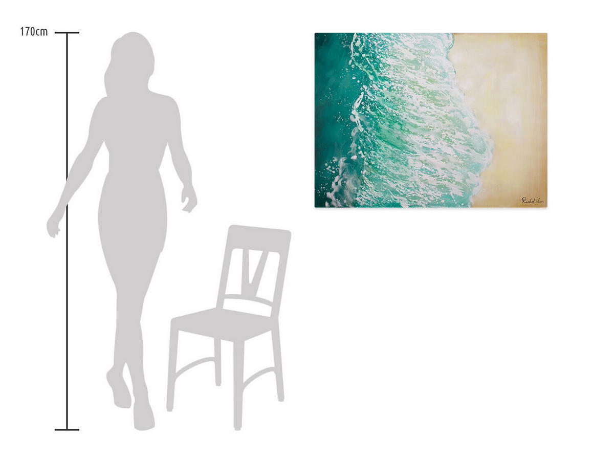 ÖLGEMÄLDE 100/75 cm - Türkis/Beige, Holz/Textil (1.8/75cm) - KUNSTLOFT