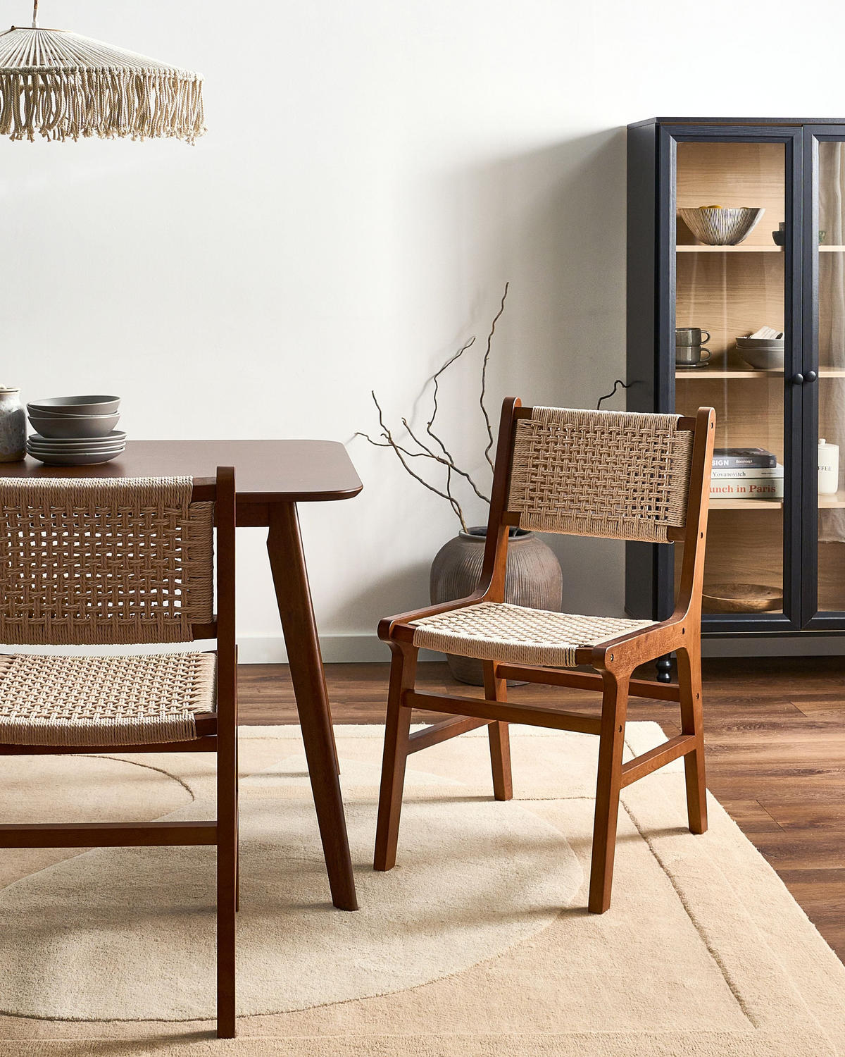 ESSZIMMERSTUHL 2er-Set Holz Braun/Beige Ozella - Braun, Holz (46/84/55cm) - Beliani