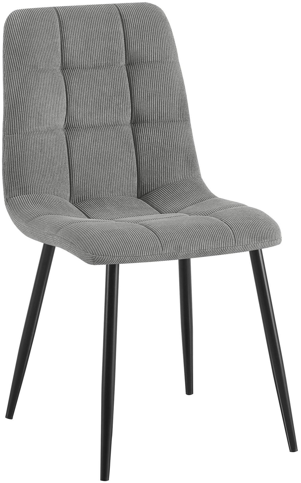 STUHL Cord Grau - Schwarz/Grau, Textil/Metall (45/84/55cm) - CLP