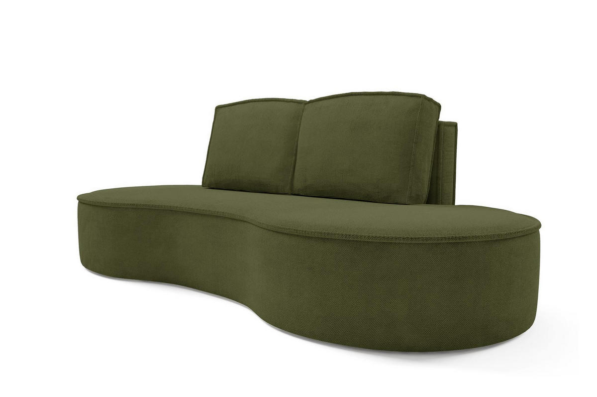 SOFA Flow Grün, mit Kissen in Curio Stoff - Grün, Holzwerkstoff (234/88/101cm) - Bettso