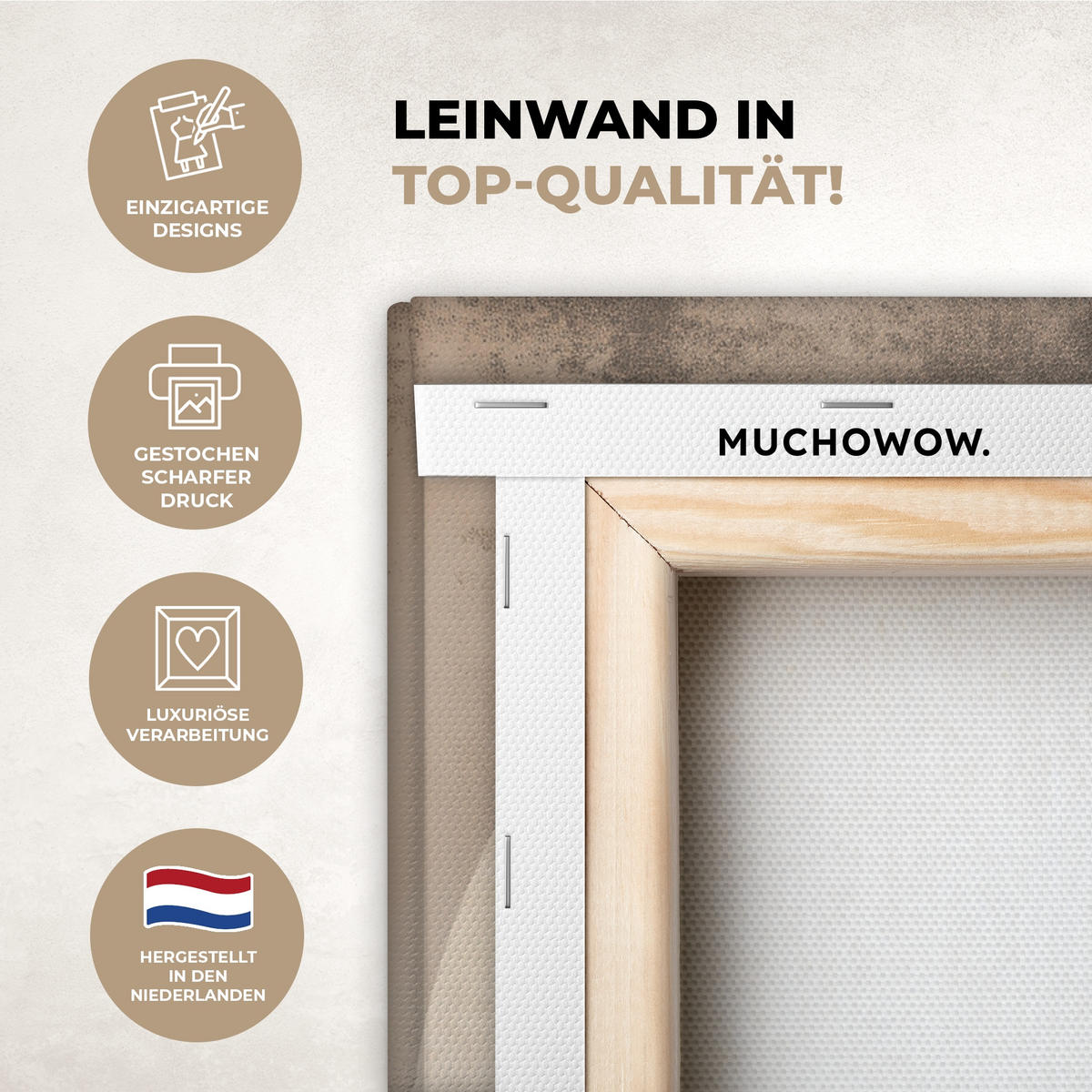 LEINWANDBILD Vogel - Beige - Japanisch 60x80 cm - Taupe, Textil (60/80cm) - MuchoWow