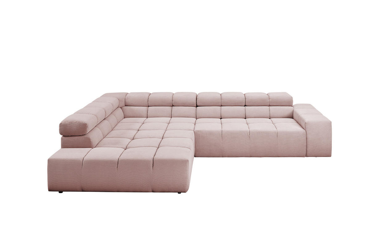 ECKSOFA NEVADA Pink Cord - Pink/Schwarz, Kunststoff/Textil (319/215cm) - KAWOLA