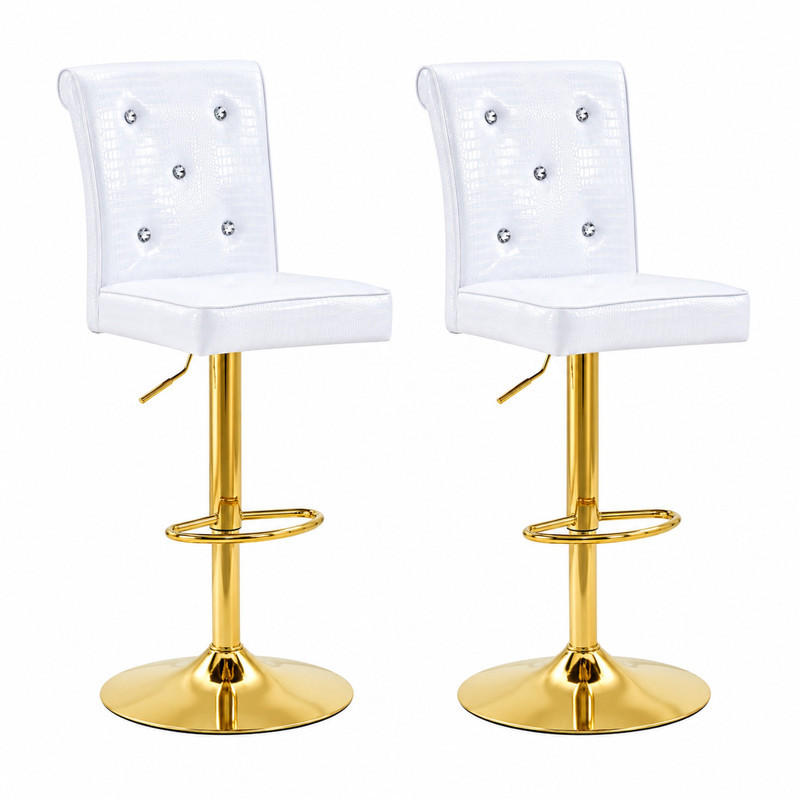 ESSZIMMERSTUHL 2er-Set PVC White mit Krokodil-Optik - Weiß, Metall (42/125/55cm) - Meubliv