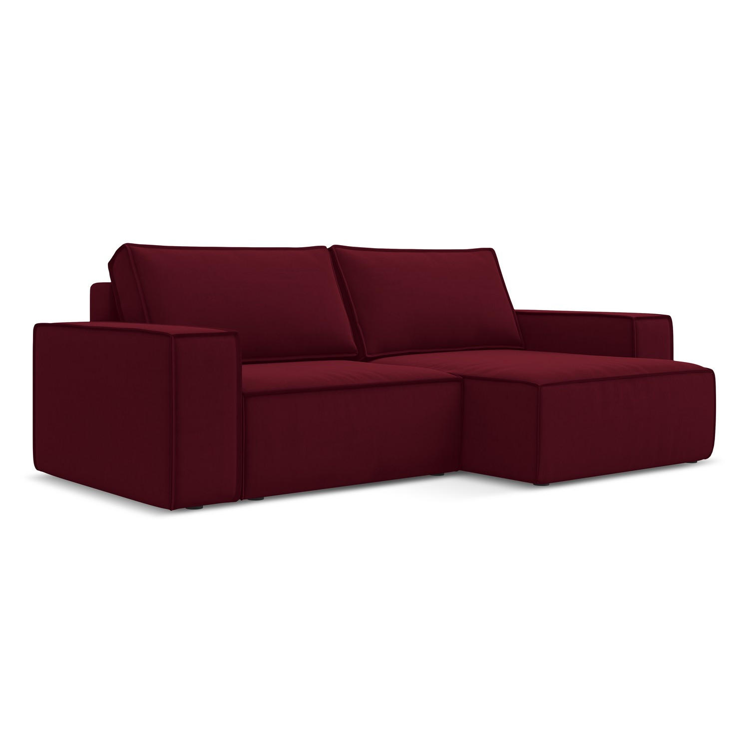 ECKSOFA mit Schlaffunktion Samt Stoff Rot - Bordeaux/Rot, Kunststoff/Textil (257/148cm) - LaMiaSofa