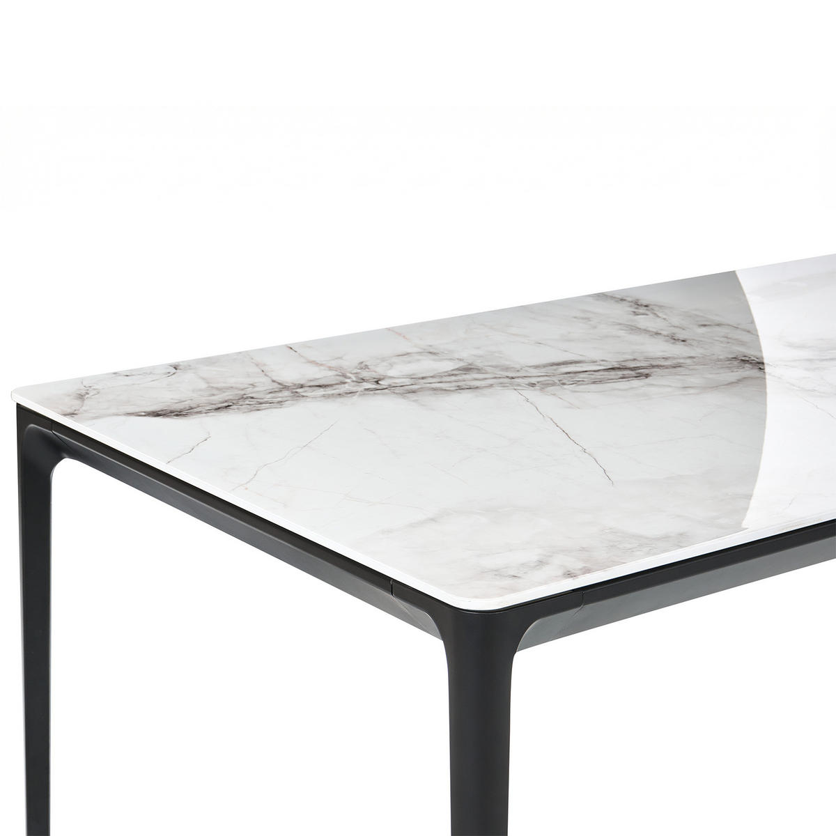 JÍDELNÍ STŮL Bílý Mramor 140/80 cm Sklo Jollein - bílá, sklo (140/80/73cm) - Beliani