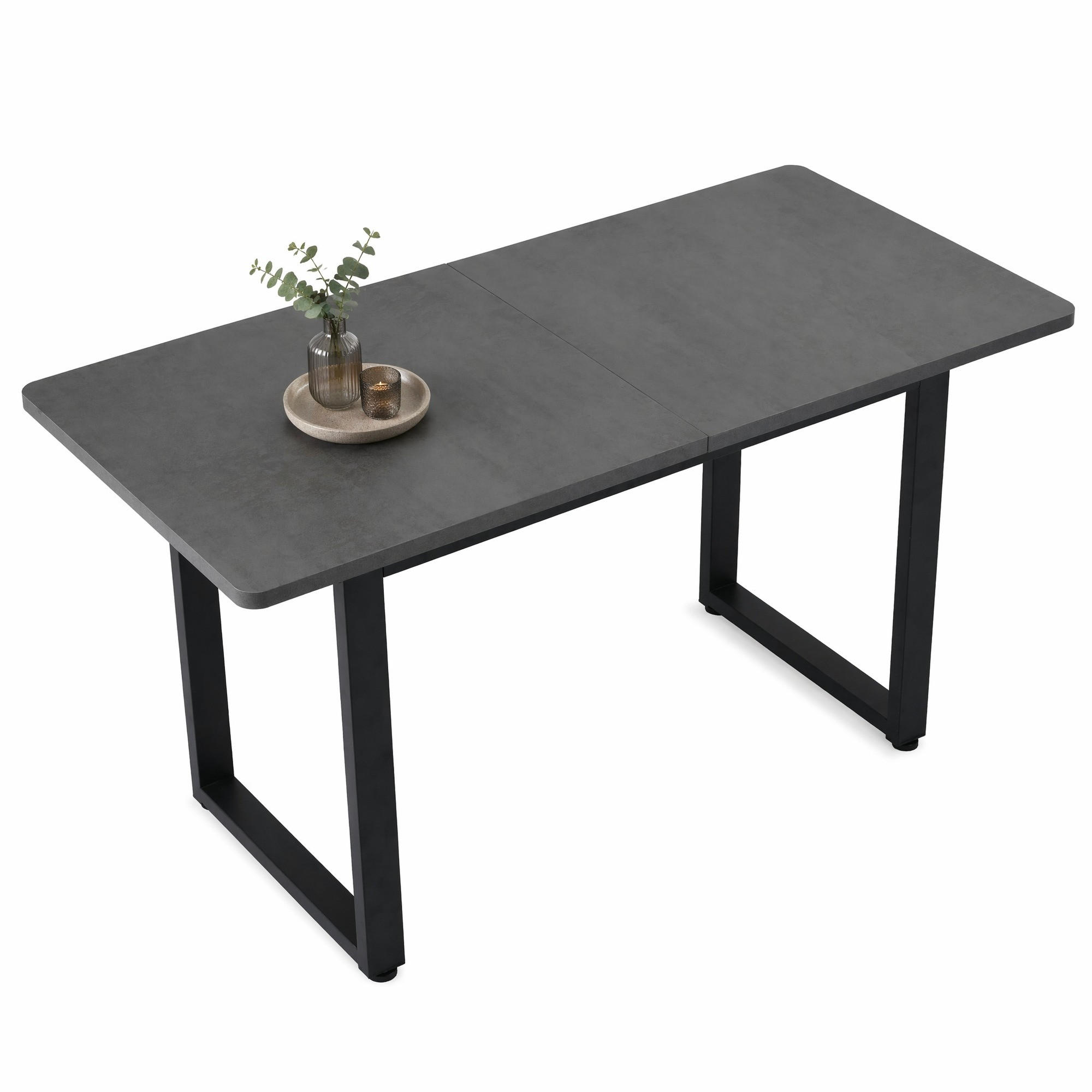 ESSTISCH in Grau moderner einfacher Esszimmertisch aus Eisen für Esszimmer, B140/T70/H75 cm - Schwarz/Grau, Holzwerkstoff/Metall (40/140/75cm) - STILVORA