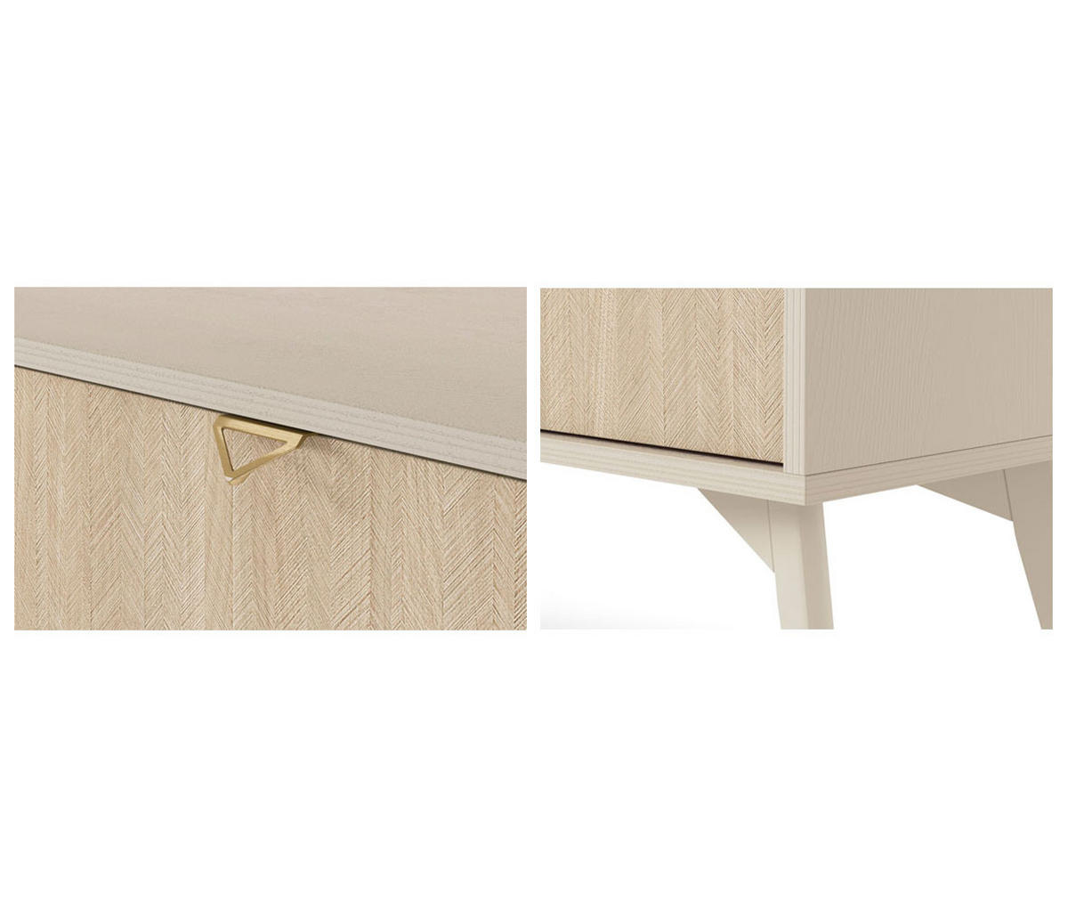 KOMMODE Forest beige / Herringbone Skandi 106 / 38 / 80cm - Beige/Braun, Holz/Holzwerkstoff (106/80/38cm) - Feldmann-Wohnen