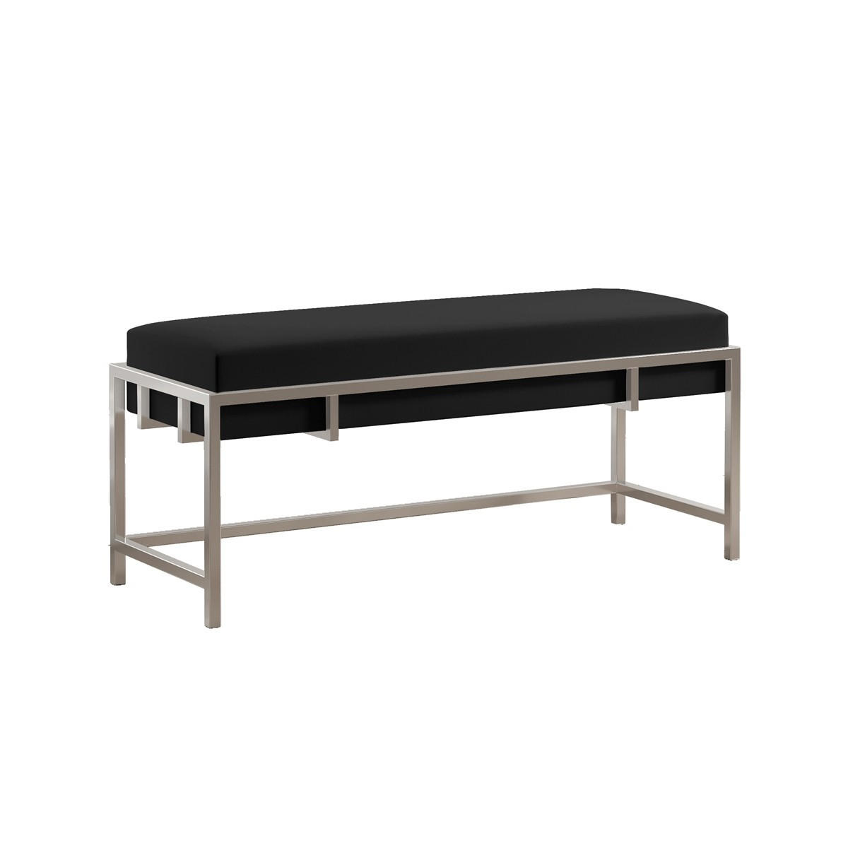 POLSTERBANK LAMO 100 Schwarz, Chromgestell - Chromfarben/Schwarz, Textil/Metall (100/45/35cm) - Bettso