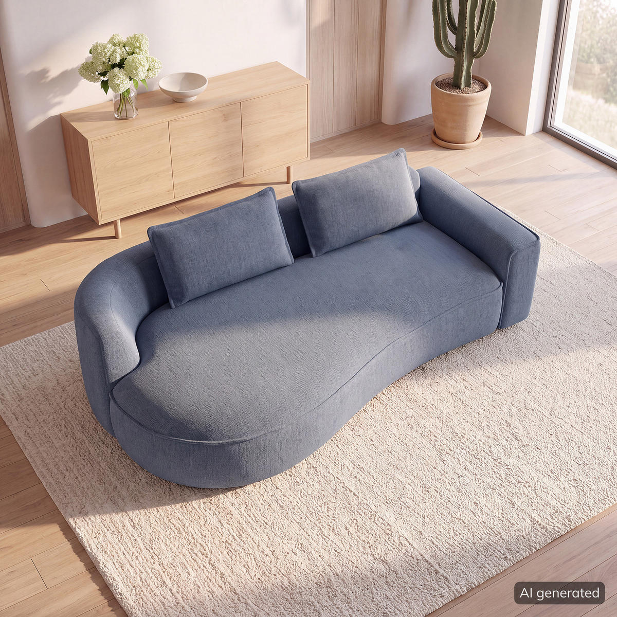 2,5-SITZER SOFA - Blau/Schwarz, Kunststoff/Textil (217/82/146cm) - home24