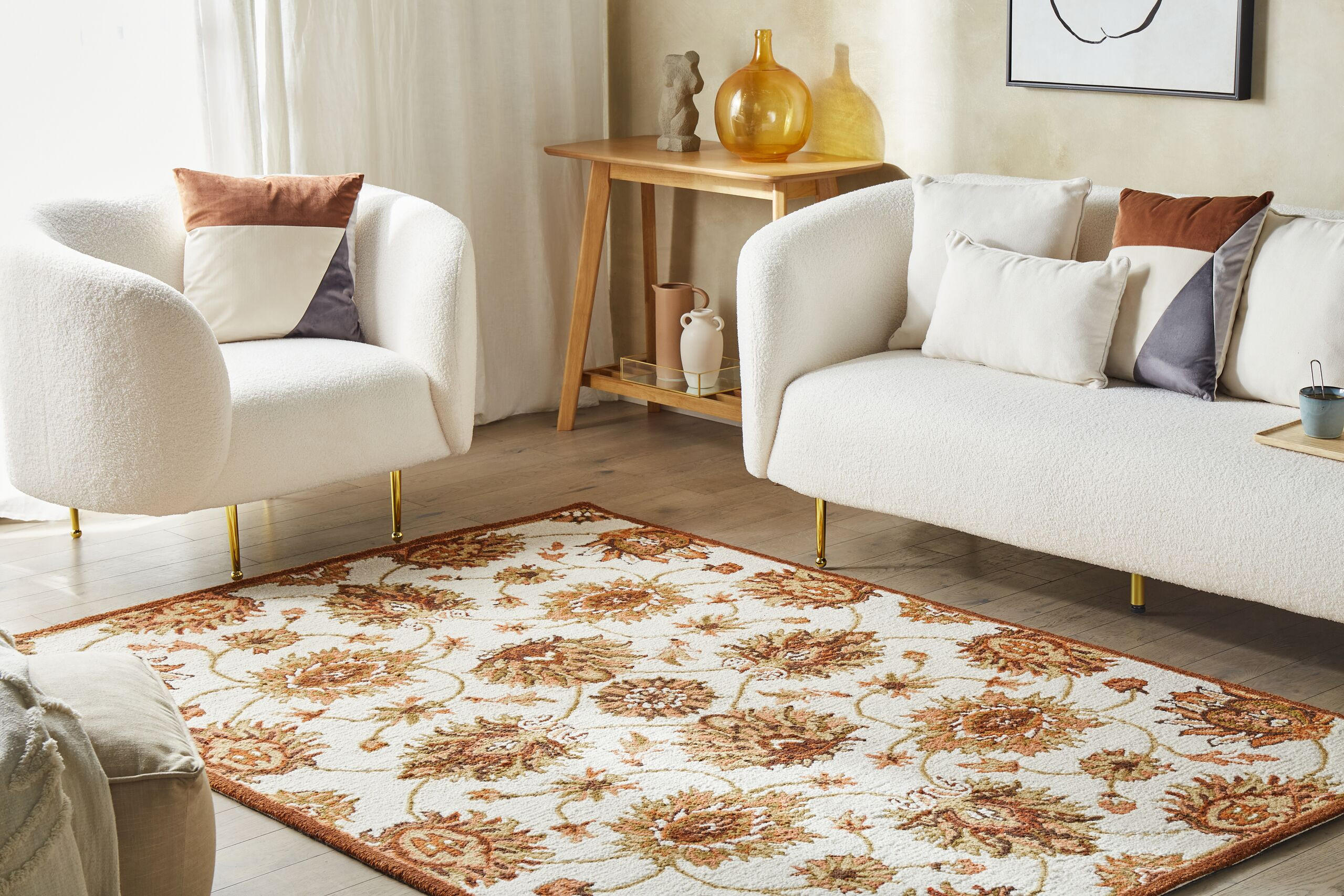 VINTAGE-TEPPICH Ezine 200/200 cm - Beige, Textil (200/200cm) - Beliani