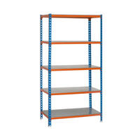 SCHWERLASTREGAL Big Metal Shark HxBxT 200 x 110 x 30 cm Fachlast 200 kg Blau-Orange - Gelb, Metall (110/200/30cm) - PROREGAL