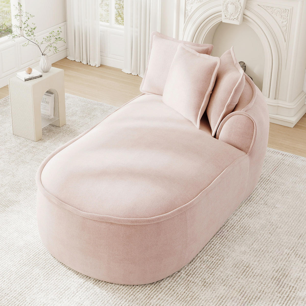 RÉCAMIERE rechte Chaiselongue mit Kissen, DE-42643, Pink - Pink, Textil (164/67/92cm) - ComfortXL