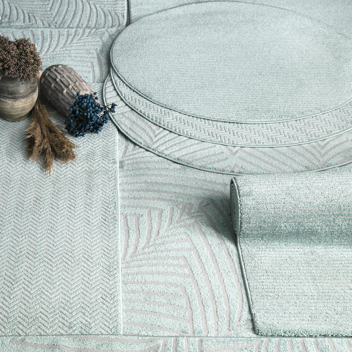 KURZFLOR-TEPPICH Fancy 805 Grün/ Türkis 80x300 cm - Türkis/Grün, Textil (80/300cm) - carpet city