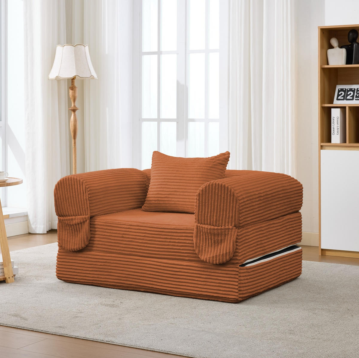 SCHLAFSOFA 2-in-1 Kord Orange mit Kissen - Orange, Kunststoff (85/65/120cm) - Meubliv