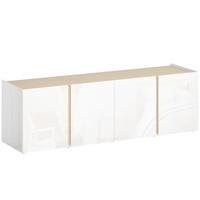 TV Schrank Hochglanz TV Board mit 4 Soft-Close-Türen für Fernseher bis zu 65Zoll - Weiß Hochglanz/Weiß, Holzwerkstoff/Kunststoff (38/45/135cm) - HOMCOM