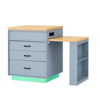 KÜCHENINSEL 125,5-187,5/71/93 cm aus MDF mit ausziehbarer Tischplatte und LED-Beleuchtung Blau - Hellblau, Holzwerkstoff (125.5/93/71cm) - Modenvie