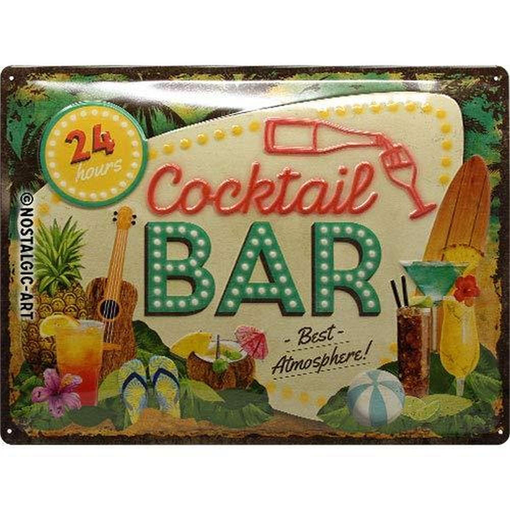 BLECHSCHILD 30/40 cm Open Bar Cocktail Bar - Multicolor, Metall (40/30/0.2cm) - Nostalgic-Art