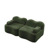 2-SITZER Sofa ohne Montage mit Wellenform und tiefer Sitzfläche, Grün - Grün, Textil (192/70/98cm) - Redom