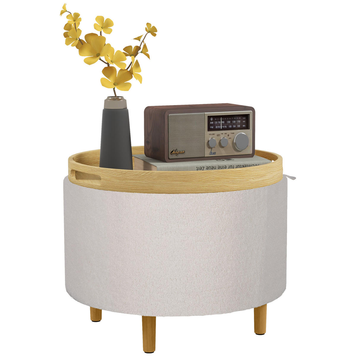 POLSTERHOCKER Teddyfleece 56x56x42 Weiß - Weiß, Textil (56/42/56cm) - furnicato