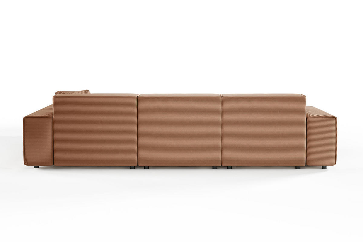 ECKSOFA RANI Braun Cord - Dunkelbraun/Schwarz, Kunststoff/Textil (299/189cm) - KAWOLA