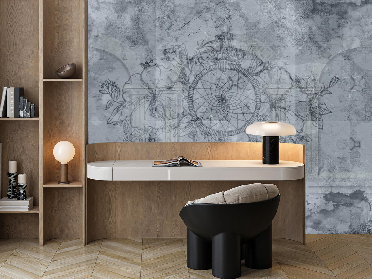 FOTOTAPETE für Schlafzimmer Traumfänger Vintage Säulen 250x175 - Grau, Papier (250/175cm) - Muralo